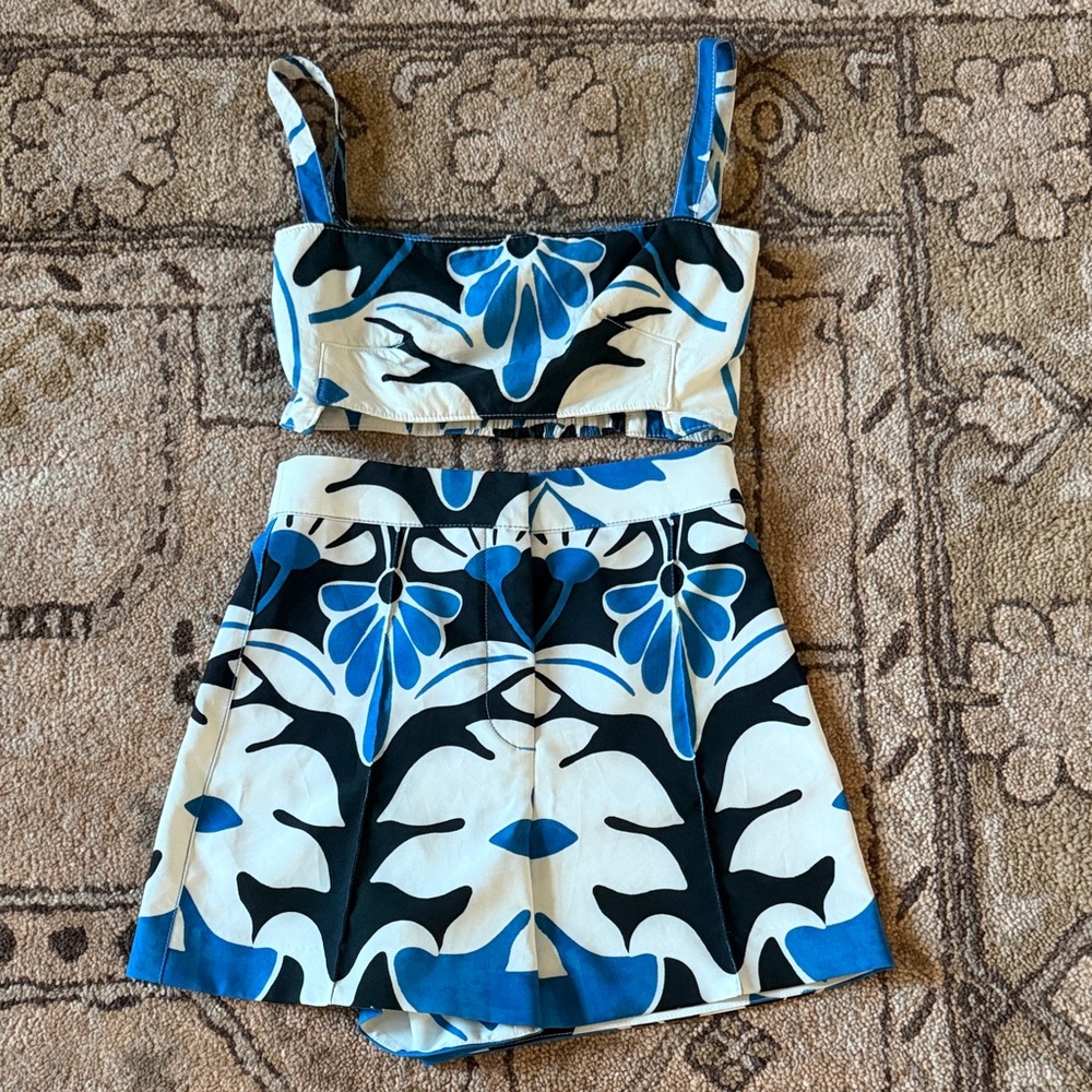 Zara Crop Top and High Waist Shorts Set